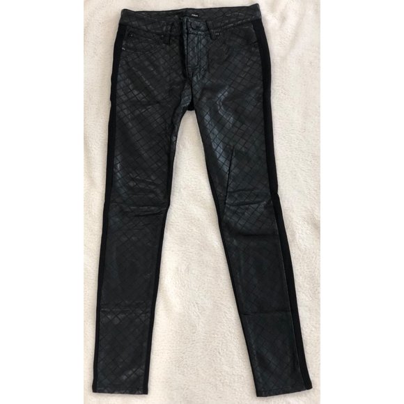 Aqua Black Quilted Faux Leather Pants  - Size 27 - Picture 3 of 10